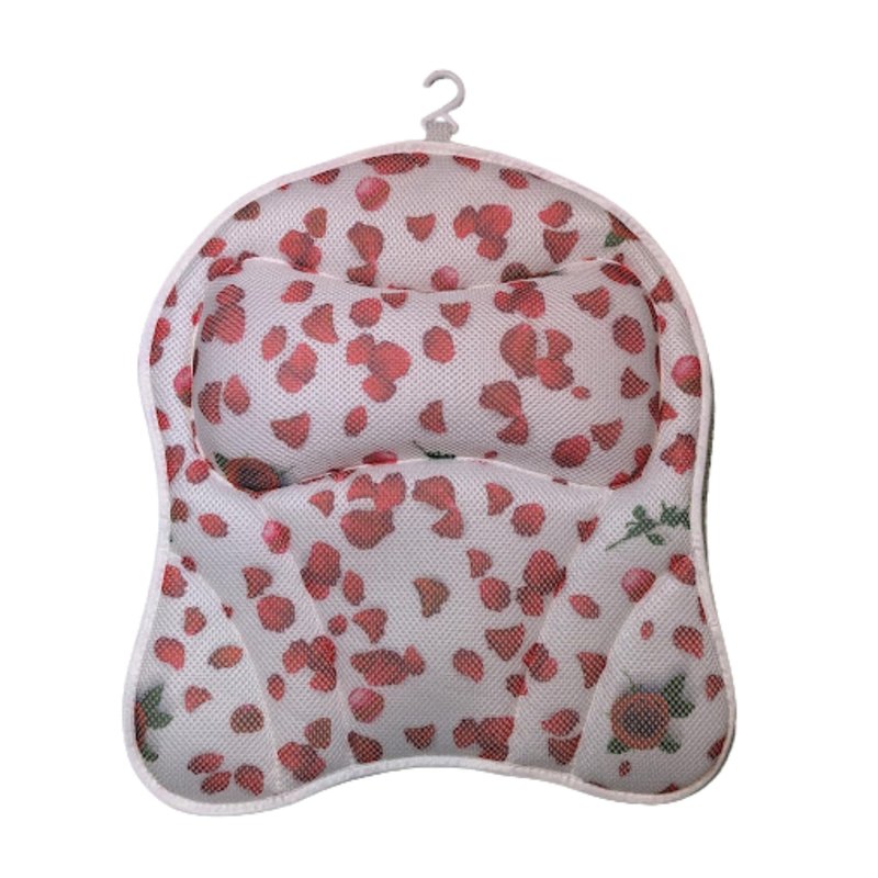 Petalique Luxury Bath & Hot Tub Pillow – Air Mesh Fabric, Quick-Dry with Hanging Loop, Head & Neck Support, Gift-Boxed Rose-Petal Design for Women, Mom, Wife, Girlfriend (Red Rose Petals)