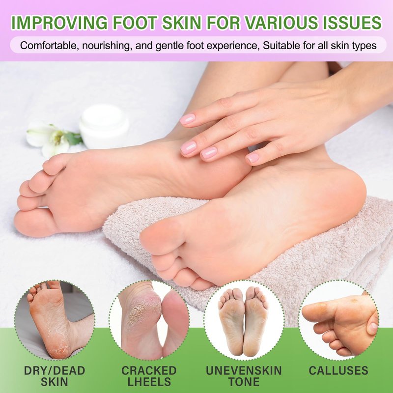 BESNEL 5Pack Moisturizing＆3Pack Foot Peeling Foot Mask, Teacher Appreciation Gifts, Hydrating Foot Masks Dry Cracked Feet, Soothing Moisturizer Socks Repair Rough Heels＆Baby Soft Feet(8P)