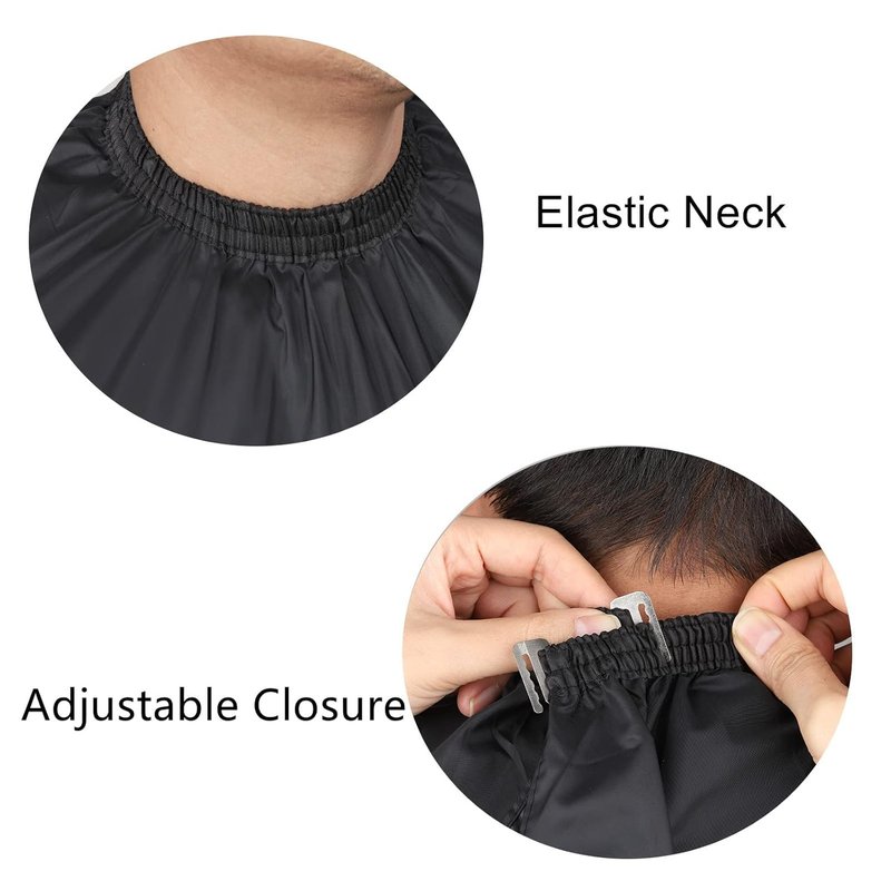 Professional Hair Cutting Cape - Large Salon Barber Cape for Men, Women & Kids | Includes Neck Duster Brush (Black)