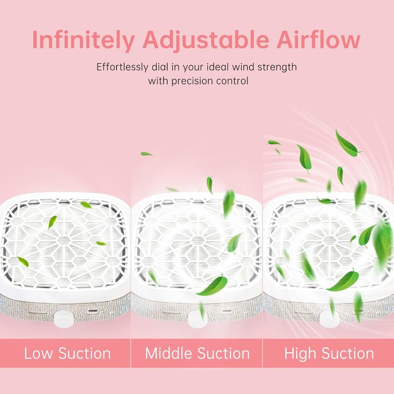 Nail Dust Collector, Cordless Dust Collector Nail Tech, Compact Powerful 6000RPM Nail Vacuum Fan Rechargeable Dust Extractor for Acrylic Gel Polish Manicure Pedicure for Home