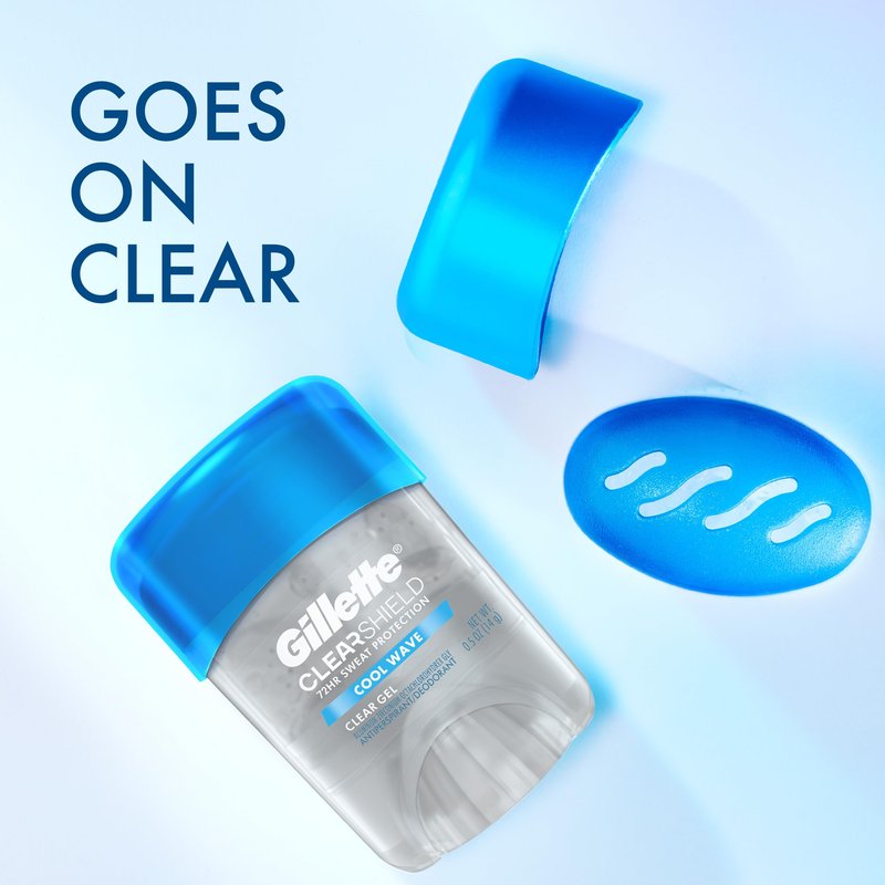 Gillette Antiperspirant and Deodorant for Men, 72hr Sweat & Odor Protection, Long Lasting Freshness, Anti-White Mark Technology, Clear Gel, Cool Wave Scent, 0.5 oz