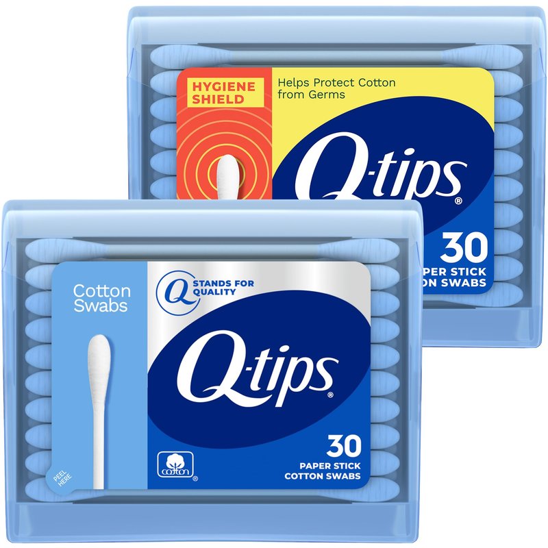 Q-tips Cotton Swabs Purse Pack Bundle (Hygiene Shield & Original), Household Essentials, Beauty & Personal Care, 30 Ct Ea