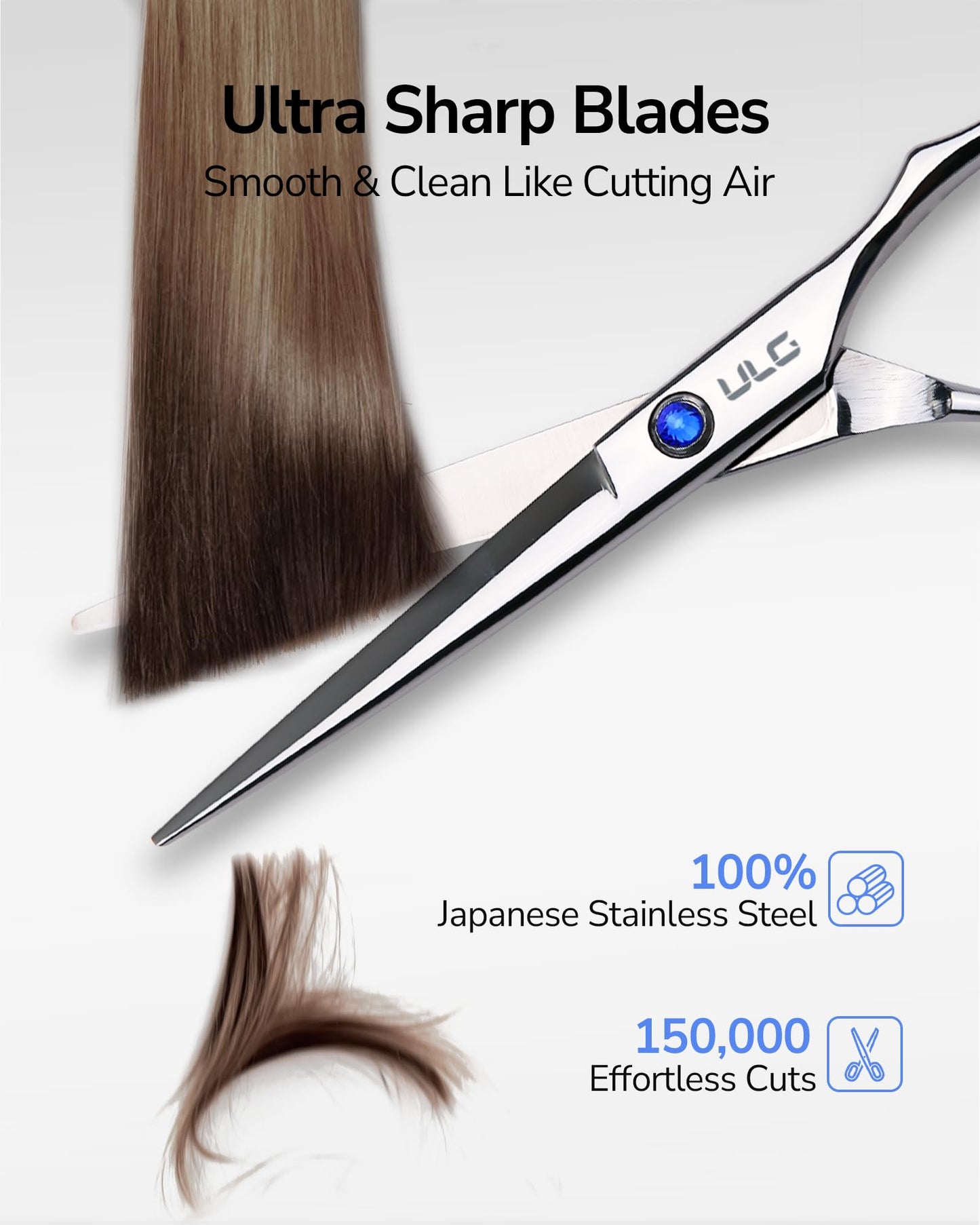 ULG Hair Cutting Scissors Thinning Shears Kit Professional Hairdressing Texturizing Salon Razor Edge Scissor Barber Kit1 Pro 6.5 inch Silver