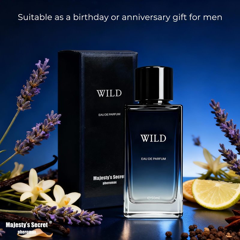 MAJESTY'S SECRET PHEROMAX Wild Eau de Parfum Cologne for Men, 50ml Oriental Fougere Cologne with Bergamot, Lavender & Spices – Long-Lasting Masculine & Unisex Fragrance, Ideal for Daily Wear & Gifts