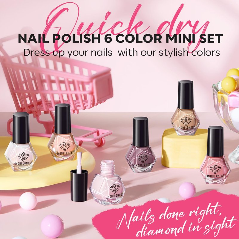 modelones Nail Polish Set 6 Colors Nude Nail Polish Pastel Set Red Pink Quick Dry Spring Summer Nail Polish 5ml (Pastel Nude Set)