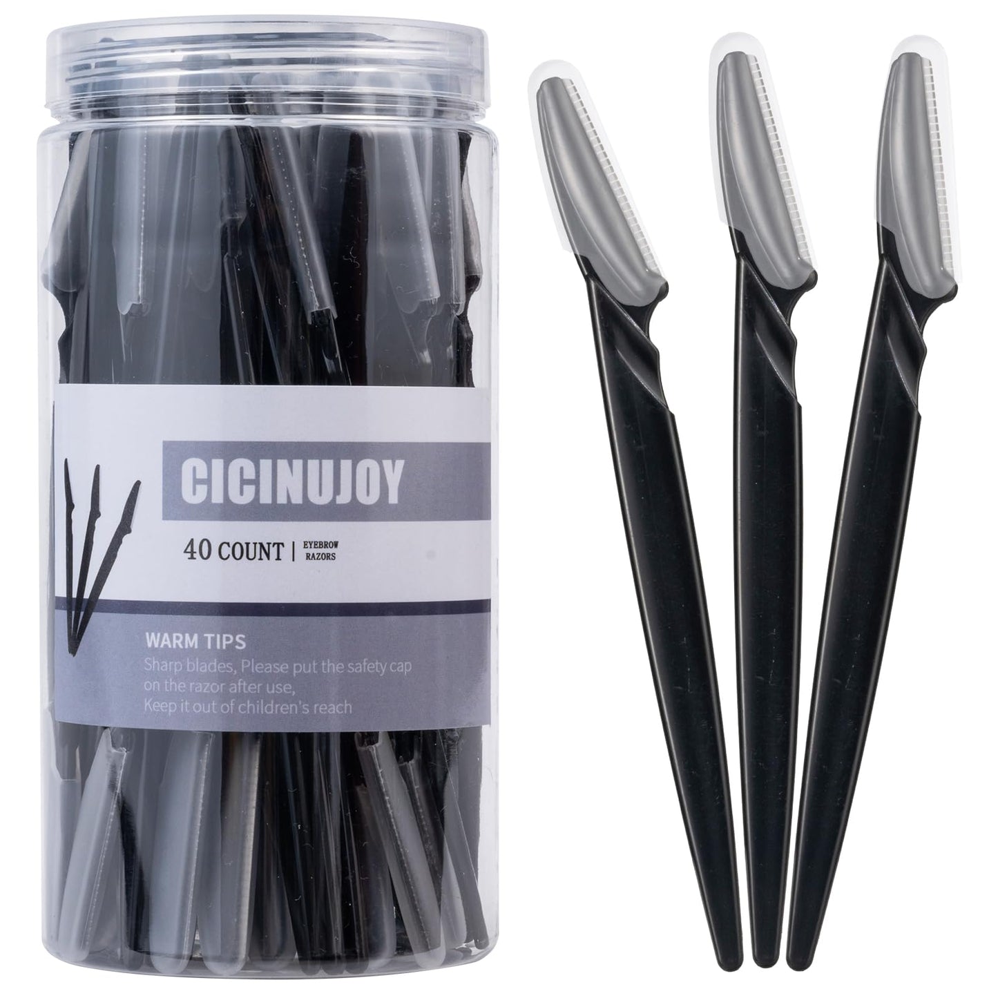 40pcs Dermaplaning Tool for Women, Newbie Friendly Facial Hair Removal, Face Eyebrow Razors and Shaver with Protective Covers for Peach Fuzz Remover(Black)