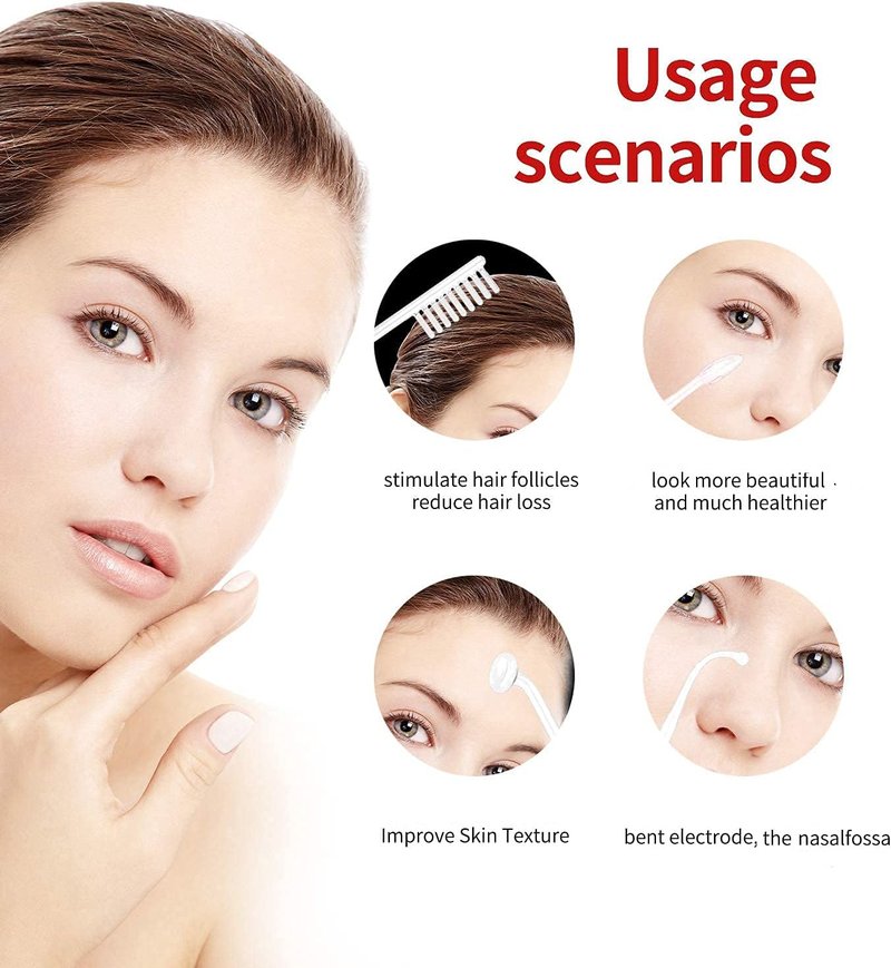 Skiennix High Frequency Facial Wand - 5 Argon Parts Skin Care Tool for Wrinkle Reduction & Skin Tightening