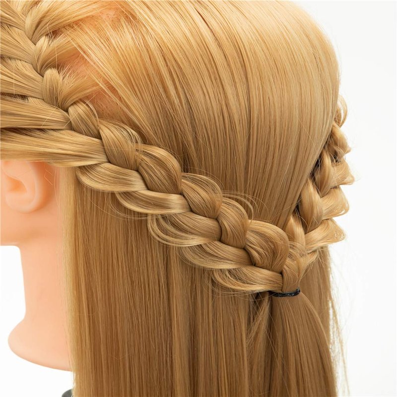 Cosmetology Mannequin Head Hair Styling 26-28inch Training Head Synthetic Fiber Manikin Head Doll Head with Clamp （#27 Blonde 20Inch）