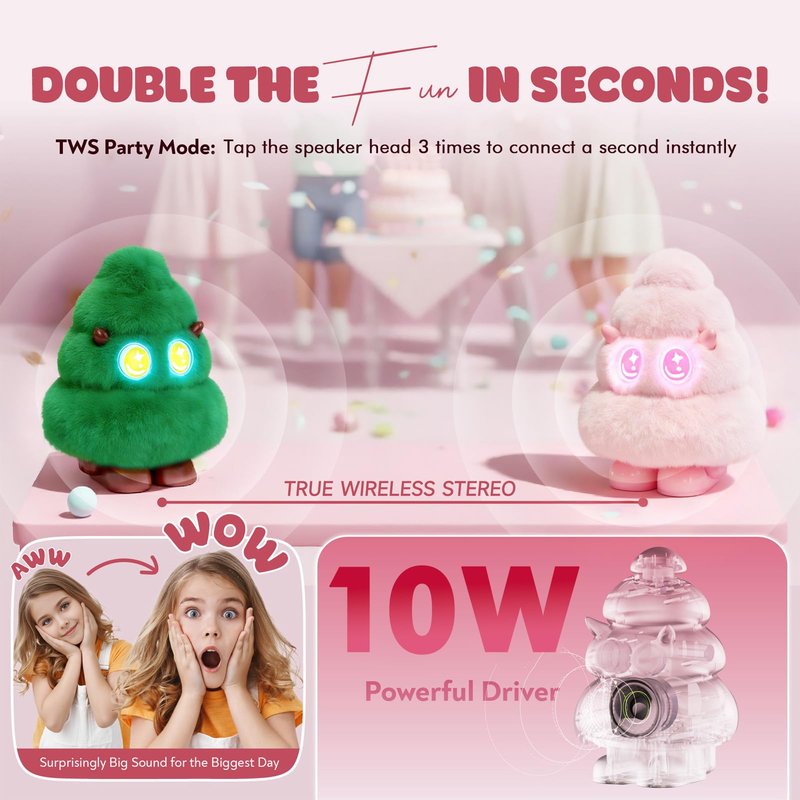 GRAUICI Portable Bluetooth Speaker with LED Light,Powerful Stereo Sound Deep Bass,Wireless Bluetooth Speaker Gifts for Him Her Adult Teen Kids for Valentine's Day, Teacher's Day, Christmas, Birthday
