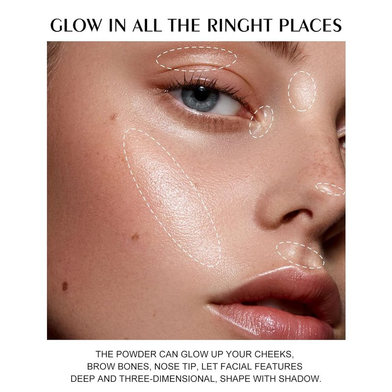 KYDA Face Highlighter Palette - High Gloss Illuminator for Natural Glow Finish | Pearl Shimmer, Long-Lasting Champagne