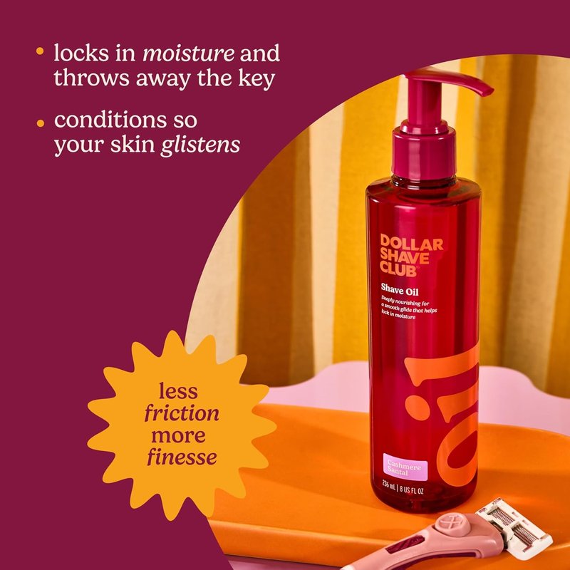 Dollar Shave Club For Women - 2 Pack Shave Oil (8 Fl Oz) | Cashmere Santal Scent, Smooth Shaving Alternative
