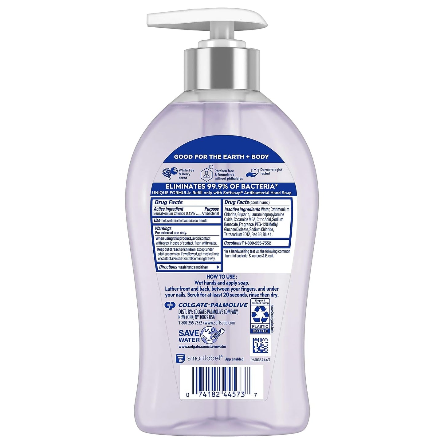 Softsoap Liquid Hand Soap Pump, Antibacterial White Tea and Berry Fusion, 11.25 Ounce