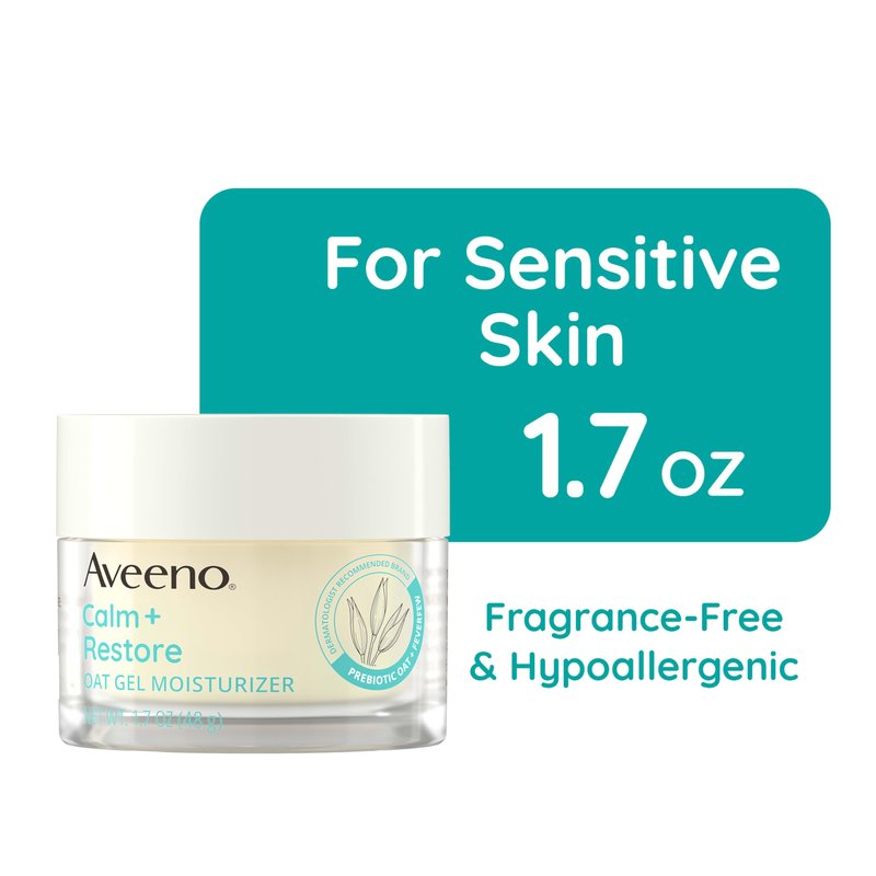 Aveeno Skin-care Superstars Gift Set with Calm + Restore Oat Gel Facial Moisturizer, Daily Moisturizing Body Oil Mist, & Therapeutic Shave Gel for Smooth Skin, 3 items