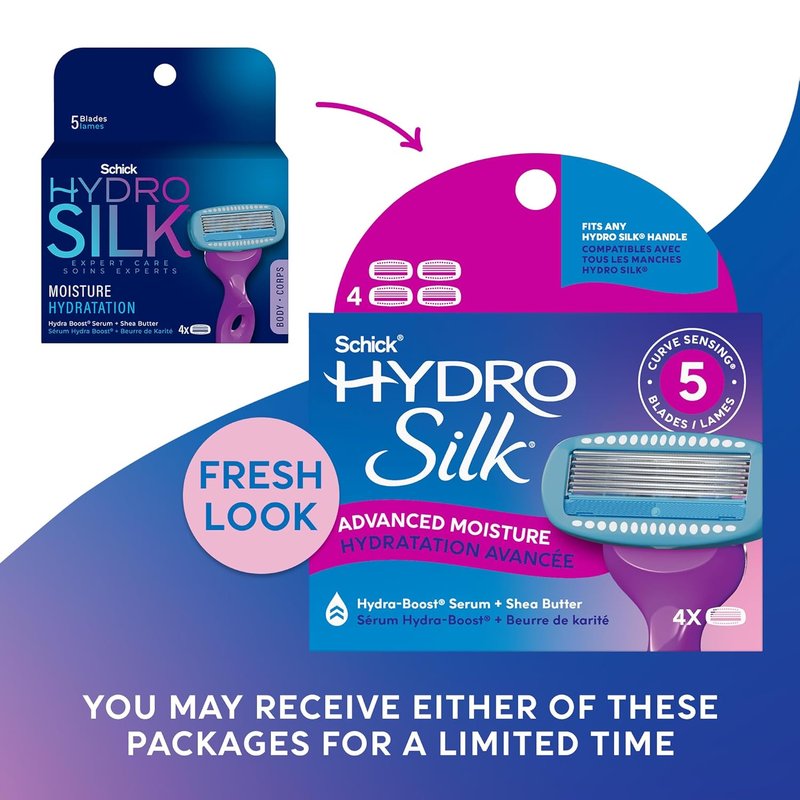 Schick Hydro Silk Razor Blade Refills - 5-Blade Moisturizing Razors for Women | 4 Count