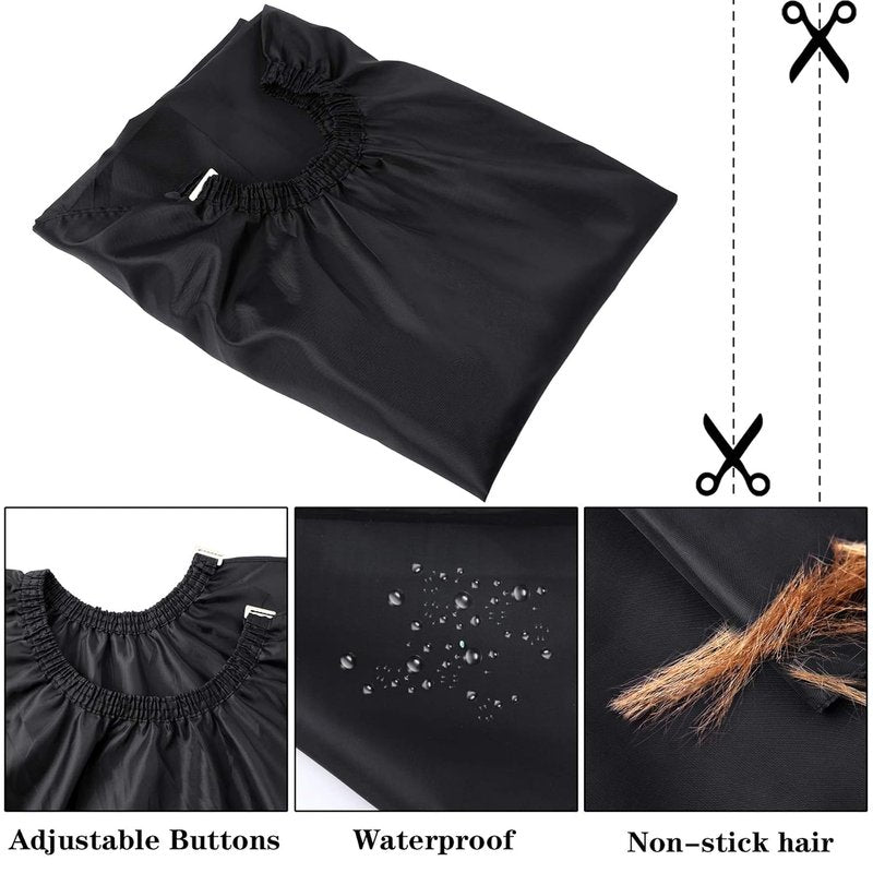 Professional Hair Cutting Cape - Salon Barber Cape with Neck Duster Brush | Black