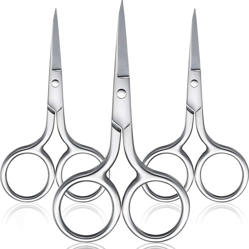 Mudder Mini Nose Scissors - Stainless Steel Facial Hair Trimming Scissors for Eyebrows, Mustache & Beard | 3 Pack