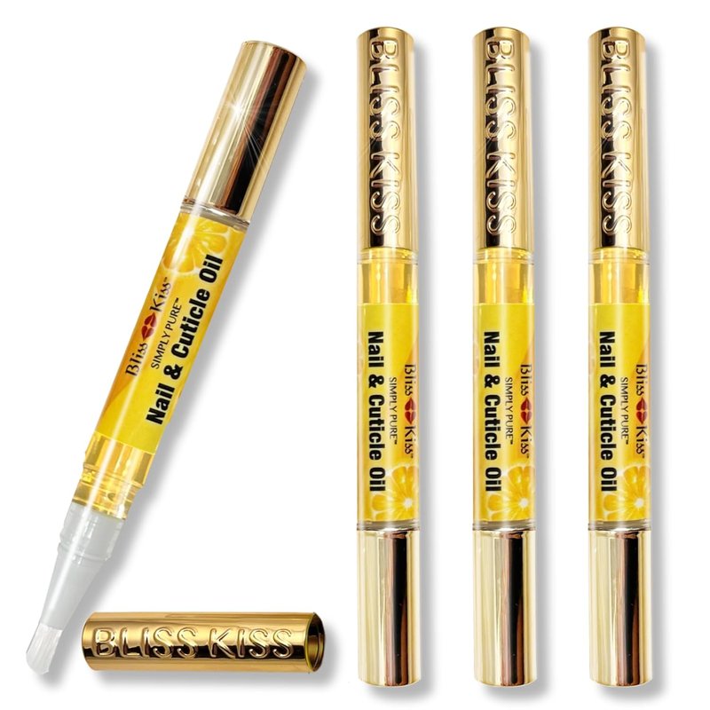 Bliss Kiss Nail Oil Cuticle Pens - Crisp Fragrance, Vitamin E & Jojoba | Nail Strengthener for Brittle Nails