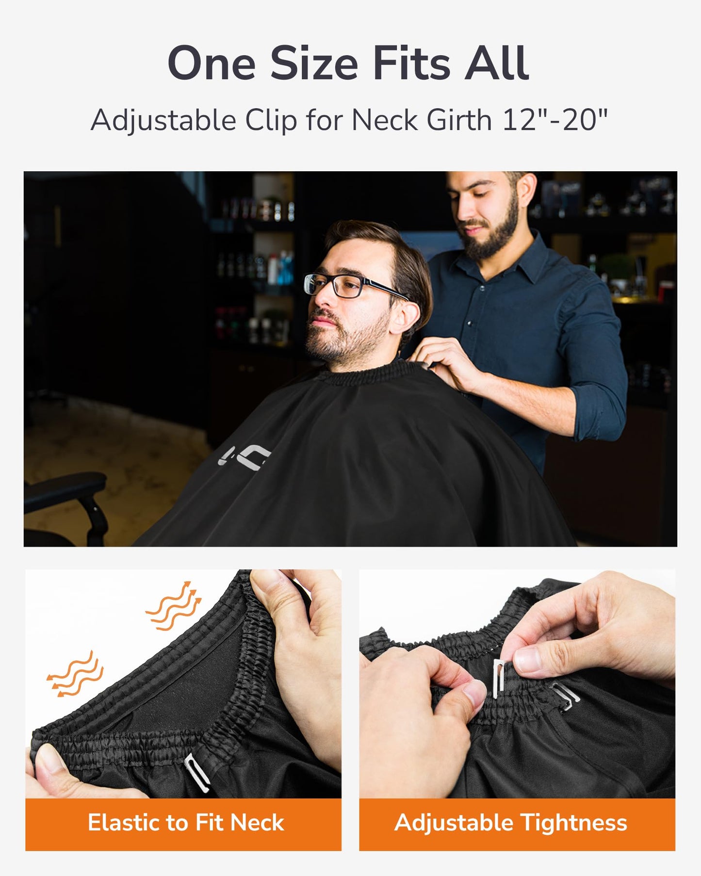ULG Professional Hair Cutting Cape with Neck Duster Brush Waterproof Extra Large Size Salon Barber Cape Haircut Cape for Men Women and Kids, 57”×72” Full Body Coverage, Black