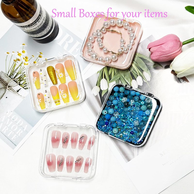 Press On Nail Storage Box - 12pcs Clear Acrylic Organizer with Adhesive Tape | Ideal for Nail Salons