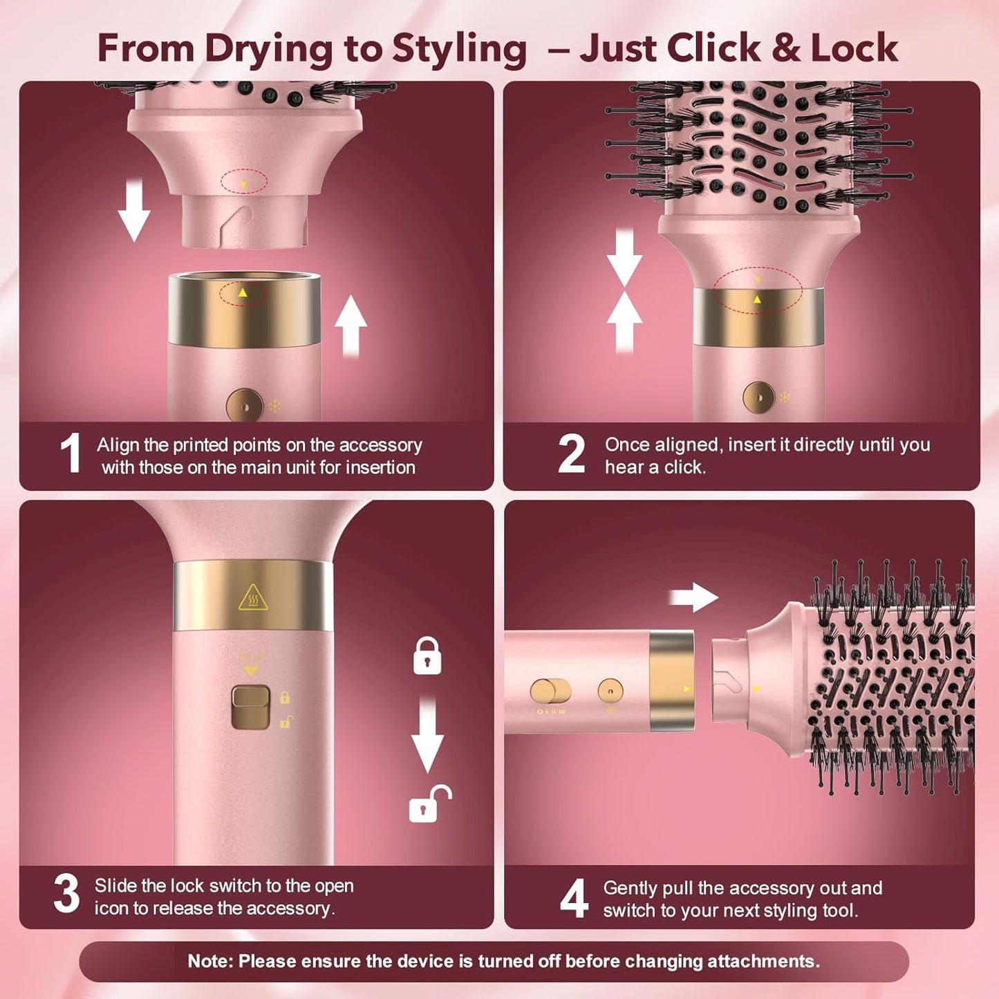 StyleVibe 6-in-1 Air Styler - Fast Drying Hair Dryer & Curling Brush for Smooth Blowouts | Frizz-Free, No Heat Damage