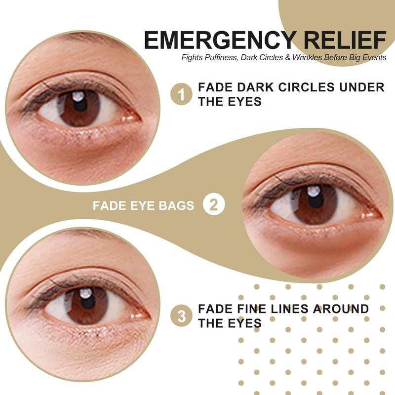 24K Gold Under Eye Patches - Rejuvenate Dark Circles & Puffiness with Collagen & Hyaluronic Acid - 20 Pairs