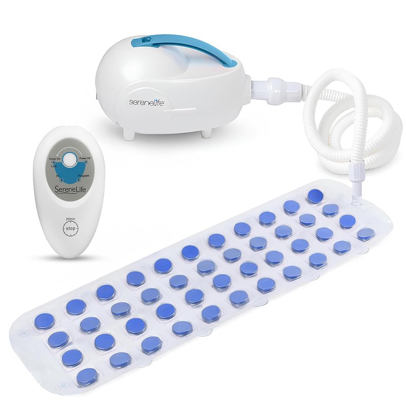 Portable Spa Bubble Bath Massager - Thermal Spa Waterproof Non-slip Mat with Suction Cup Bottom, Motorized Air Pump & Adjustable Bubble Settings - Remote Control Included - Serenelife PHSPAMT22