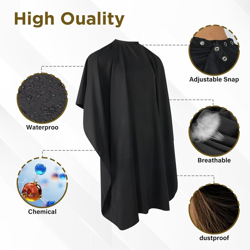 Regine Switzerland Professional Hair Cutting Cape - Adjustable Waterproof Barber Cape for Men & Women | 52" x 47", Black