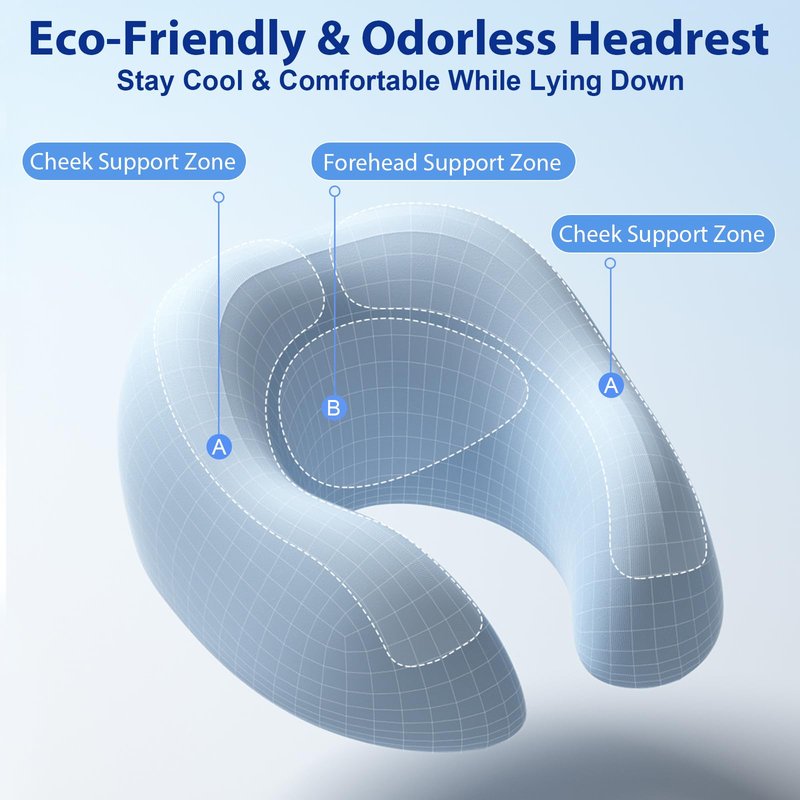 Gererixy Adjustable Massage Headrest for Bed, Portable Face Cradle Pillow with Height and Angle Adjustment, Face Down Cushion for Home Massage-Light Blue