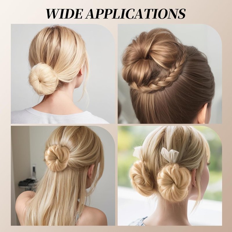 Hair Bun Maker Kit - 4 Medium Size Donut Bun Tools with 10 Invisible Hair Nets & 10 Bobby Pins | Beige