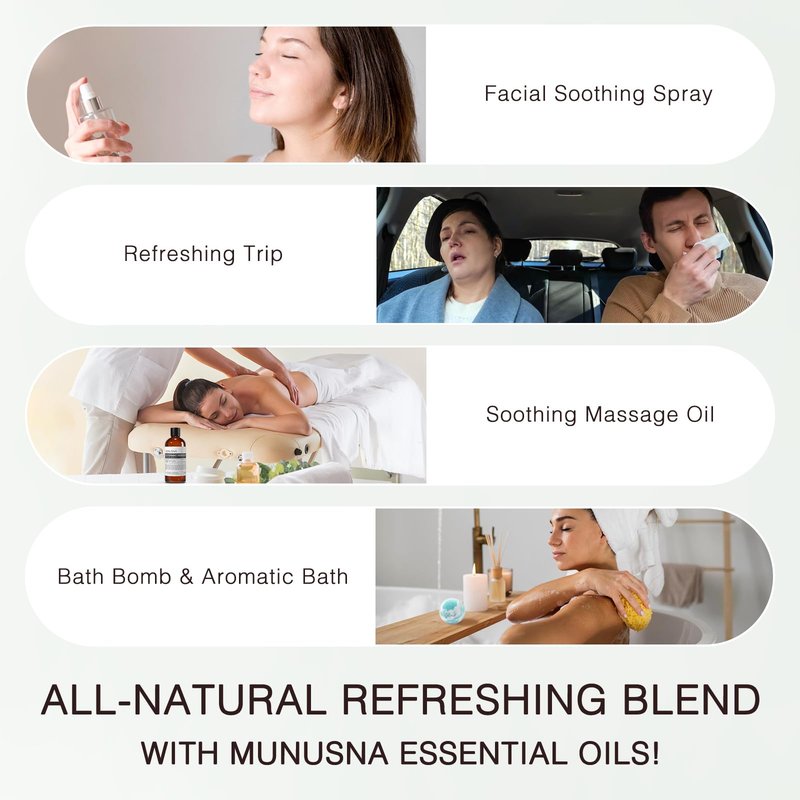 MUNUSNA Peppermint Essential Oil, 100% Pure & Natural Peppermint Oil 100ML, Premium Grade Aromatherapy Oil for Skin Body Hair Care, Freshening Air, Mood, Diffuser, Massage, Soap and Candle Making