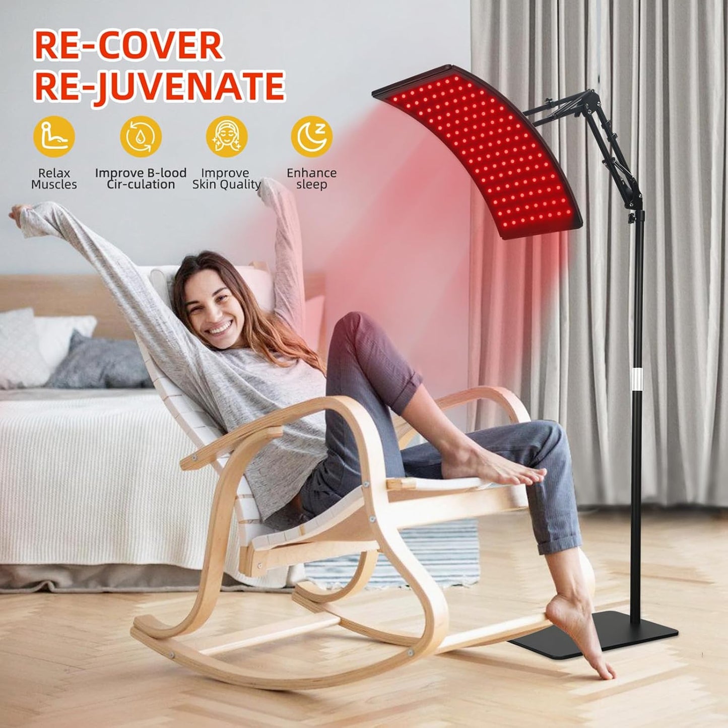 Skiennix Red Light Therapy Lamp - Infrared LED Device for Face & Body | 660nm & 850nm Specs