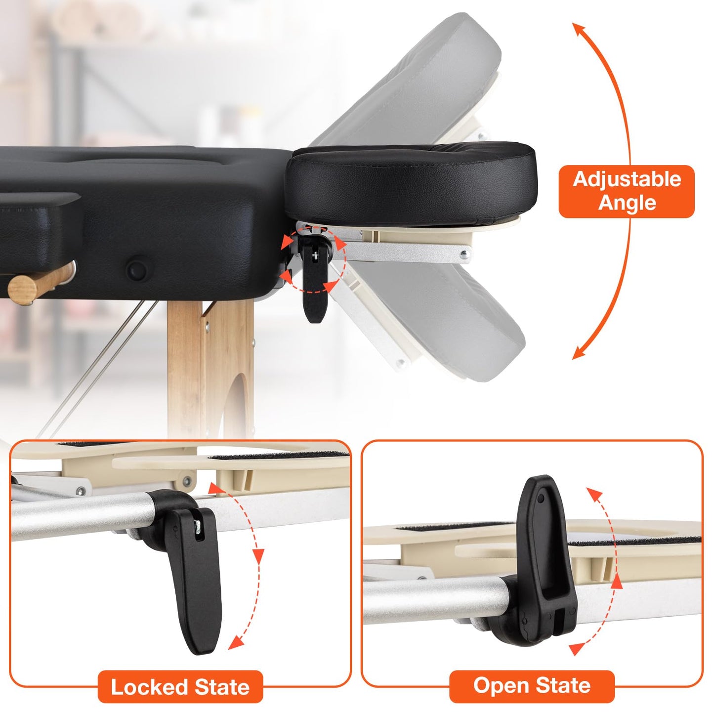 Udefineit Adjustable Massage Table Face Cradle & Pillow, SPA Massage Table/Bed/Chair Headrest Platform with Face Pillow, Massage Home Mattress Top Massage Kit Head Face Rest Support & Face Cushion