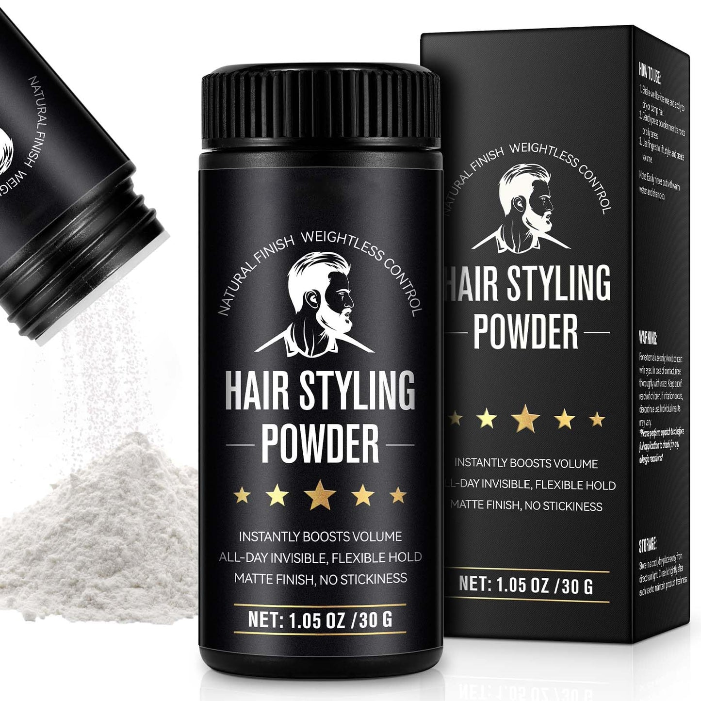 ZIXAOK Hair Styling Powder for Men - Volumizing & Texturizing Powder with 24H Strong Hold, Matte Finish for Fine, Thin, Flat Hair, Adds Invisible Volume & Thickness, Non-Sticky Formula, 1.05oz