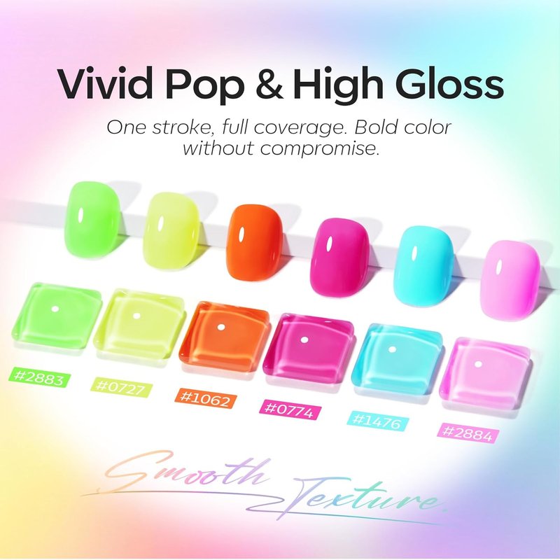 Modelones Neon Gel Nail Polish Set - Hema-Free 6 Vibrant Colors for Summer Nail Art | LED DIY Kit