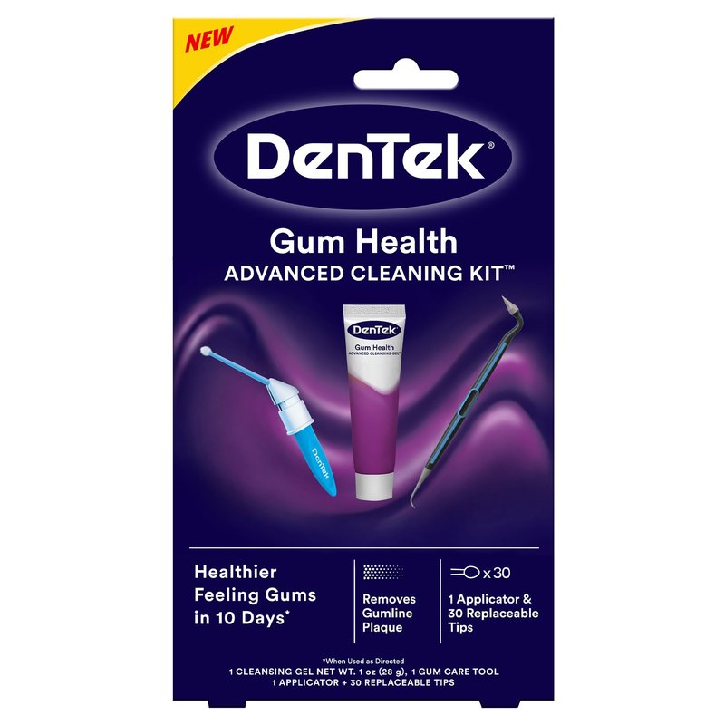 Dentek Gum Health Advanced Cleaning Kit, Oral Care Hygiene Kit with Gum Stimulator Tool & Cleanser and Plaque Scraper for Teeth, Dental Tools for Clean & Healthy Gums