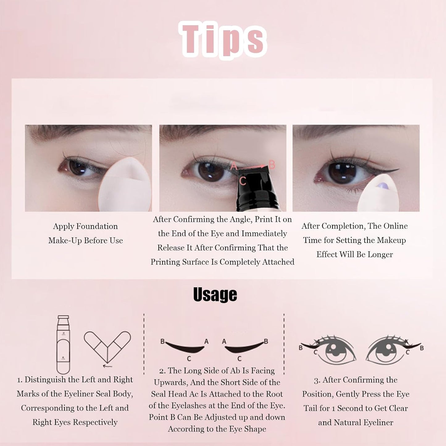 Winged Eyeliner Stamp Pen - Double Head Waterproof Liquid Eyeliner | Long-Lasting, Smudge-Proof for Easy Application (Black)