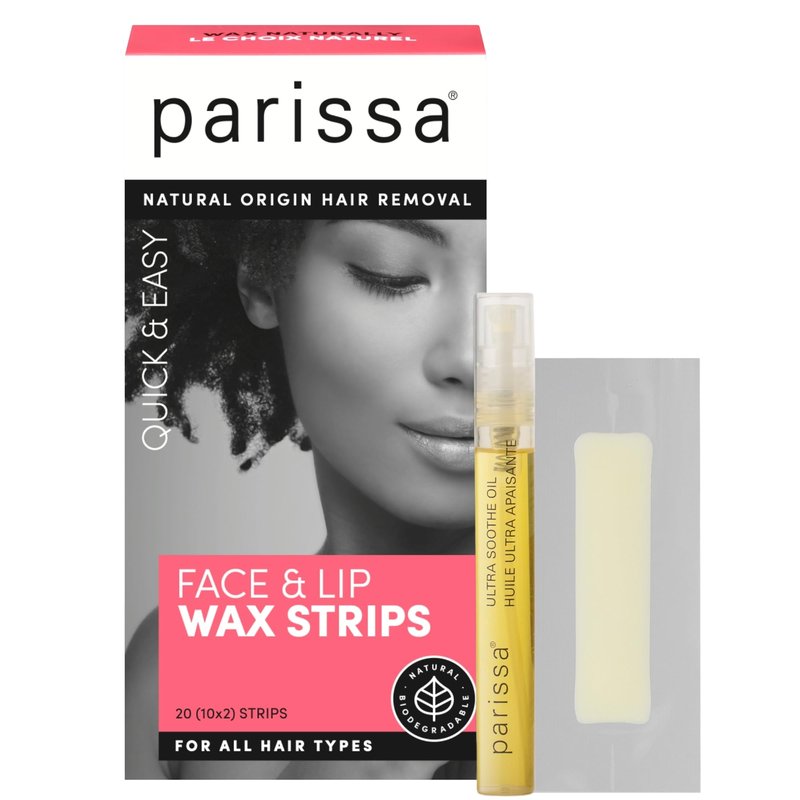 Parissa Natural Face & Lip Wax Strips | Beginner-Friendly & Gentle for Sensitive Skin | Ready-to-Use Strips for Upper Lip, Chin & Face | 20 Strips (10 x 2)