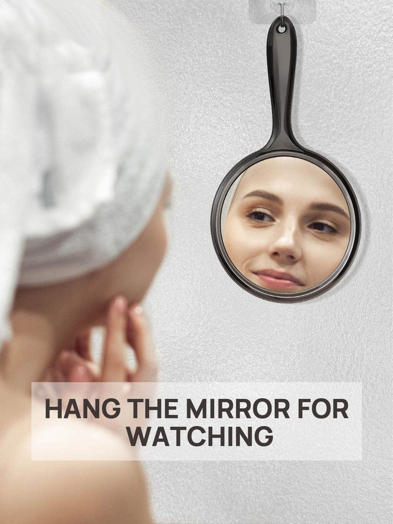 OMIRO Hand Mirror, Double-Sided Handheld Mirror 1X/3X Magnifying Mirror with Handle, Set of 3 (Transparent Black)