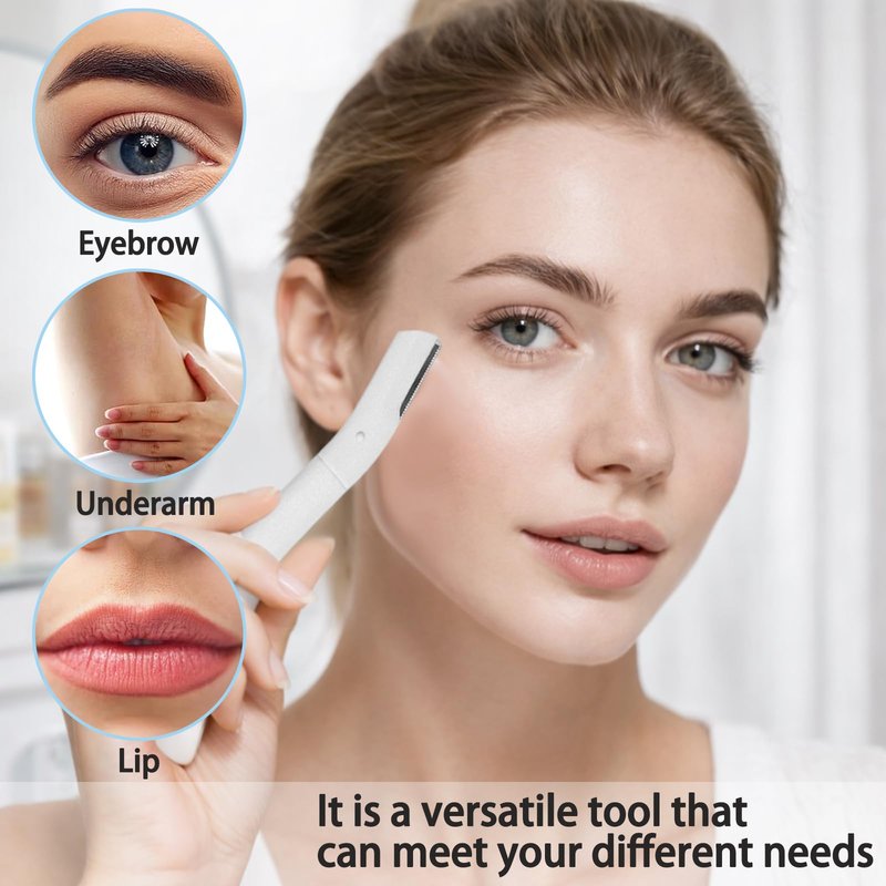 Dermaplane Razor for Women Face, 10 Pack Professional Facial Hair Removal & Dermaplaning Tool for Peach Fuzz, Eyebrow Shaping and Gentle Exfoliation (White)