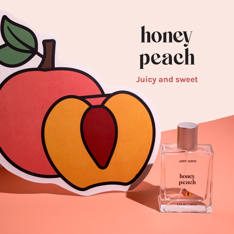 Just Juice Honey Peach - Fruity Vanilla Perfume for Women and Men - Sweet, Juicy Perfume with Clementine, Peach, Honey, Vanilla Notes - 3.4 oz