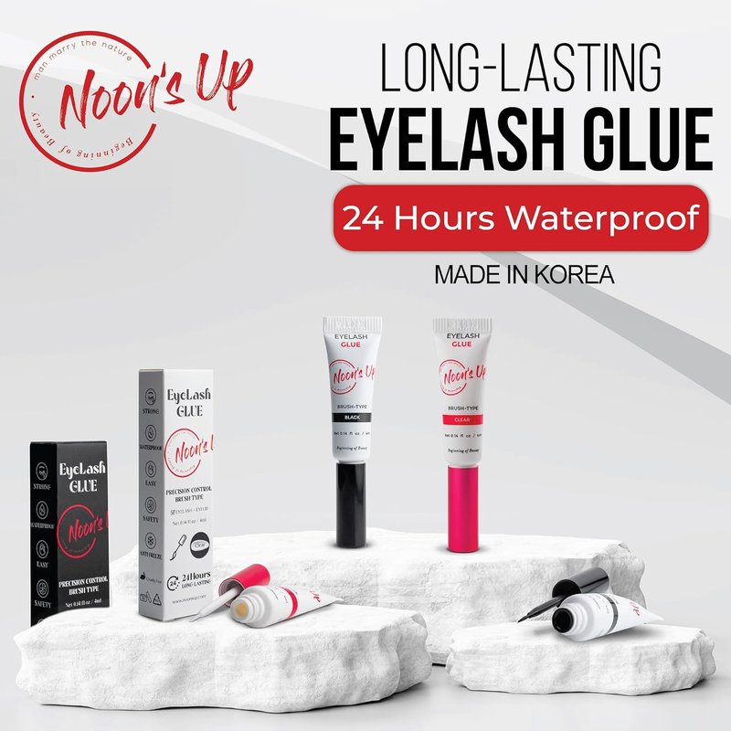Black Eyelash Glue - Super Strong Hold, Waterproof Hypoallergenic Adhesive for Sensitive Eyes | 0.14 Fl. Oz.