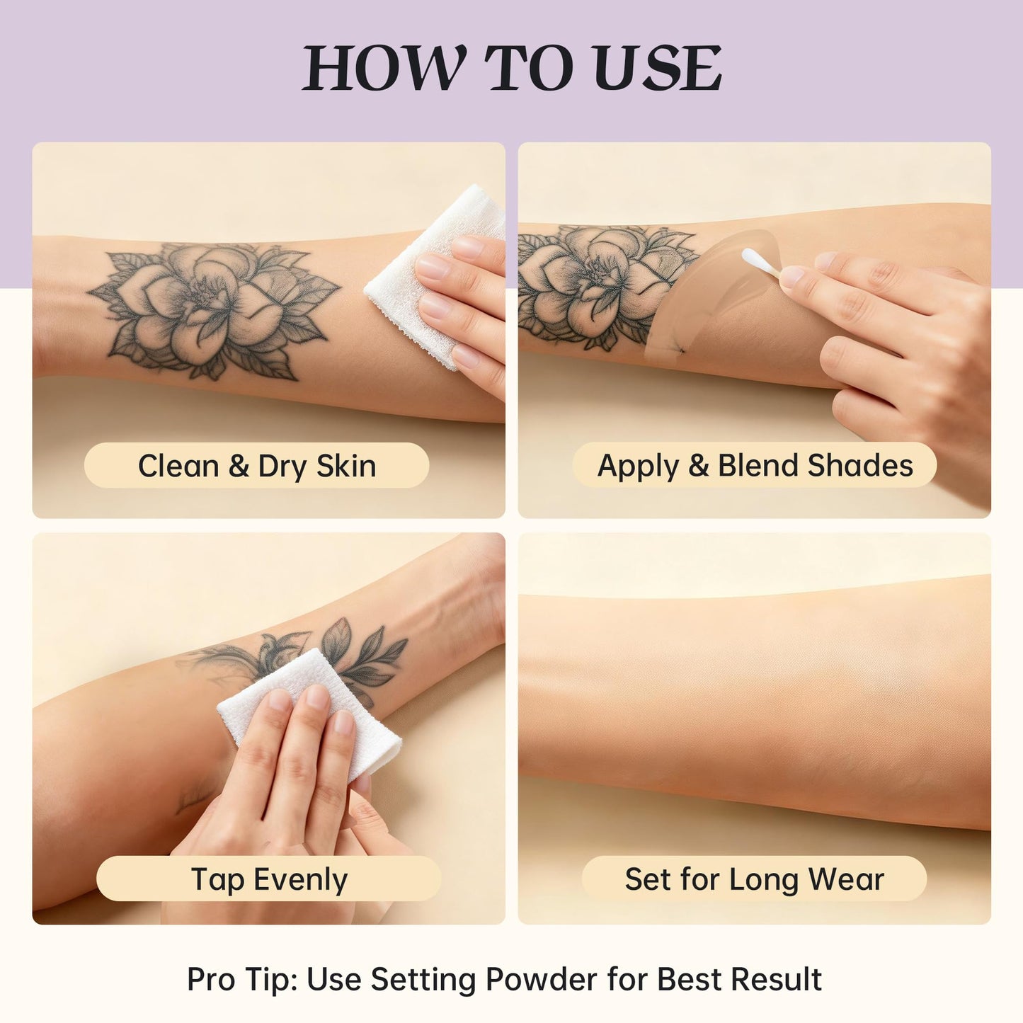 Tattoo Cover Up Makeup Waterproof, 2 Colors Mix Foundation Full Coverage Tattoo Coverup Make Up for Leg Neck Body, Scars Vitiligo Veins Dark Spots Long Lasting Concealer for All Skin, Ivory Dark 1.4oz