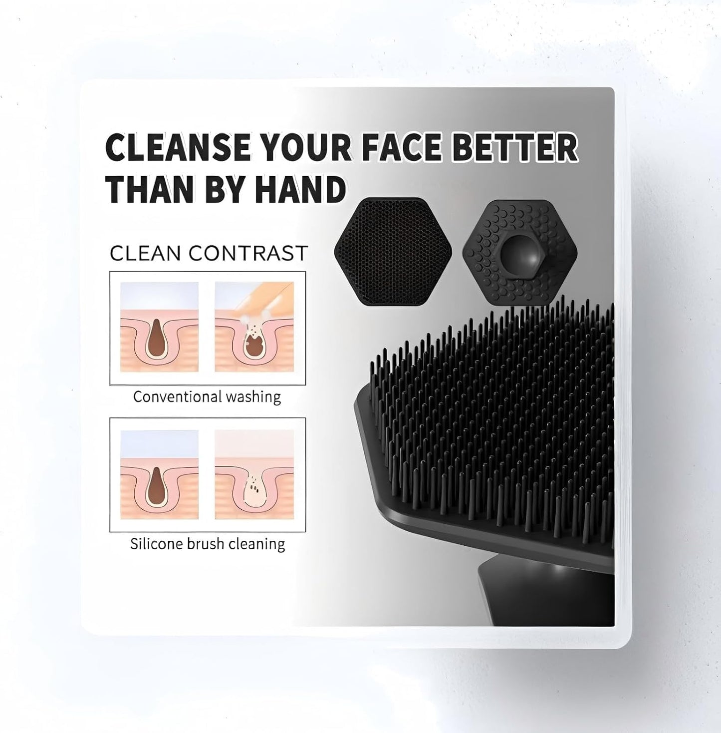 Silicone Face Scrubber for Men – Gentle Exfoliating & Deep Cleansing Pad for Facial Wash, Pore Cleaning, Beard Care & Dead Skin Removal (Black)