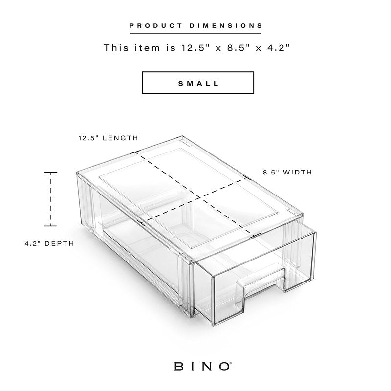 BINO | Stackable Storage Drawers, Small - Clear | THE CRATE COLLECTION | Storage Bins With Drawers | Bathroom Organizers | Under Sink Organizer | Vanity Cabinet Home Organization
