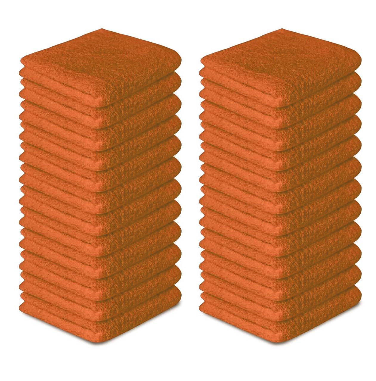 Softolle 100% Cotton Washcloths 24 Pack (12x12 Inches) Soft, Highly Absorbent Washcloth, Face Towels, Wash Cloths for Face, Ring Spun, Bulk Pack (Orange, 24 Pack)