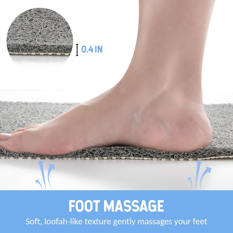 Hargiis Non Slip Bathtub Mat, Anti Slip Shower Mat, Quick Drying Bath Tub Mats, Foot Scrubber Mat, Anti Slip Mat for Tub, Floor, Bathroom, Home, Kitchen, Hotel (Grey 32"x17")