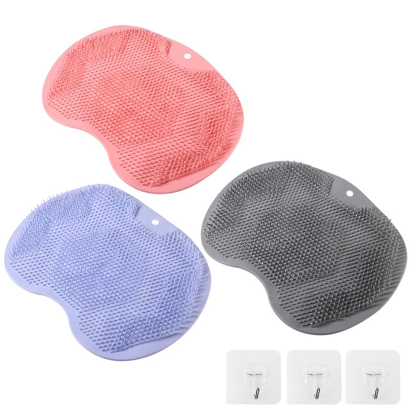3PACK Silicone Shower Foot Scrubber,Body Scrubber,Silicone Shower Foot Brush Pad Wash Pad Wall Mounted Slip Suction Cups for Use in Cleaner Women and Men By RARKVEN