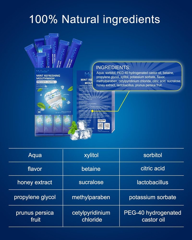 MySmile Mouthwash - Alcohol-Free Oral Rinse for Adults | Fresh Mint Flavor, 30 Uses, Kills 99% Bad Breath Germs