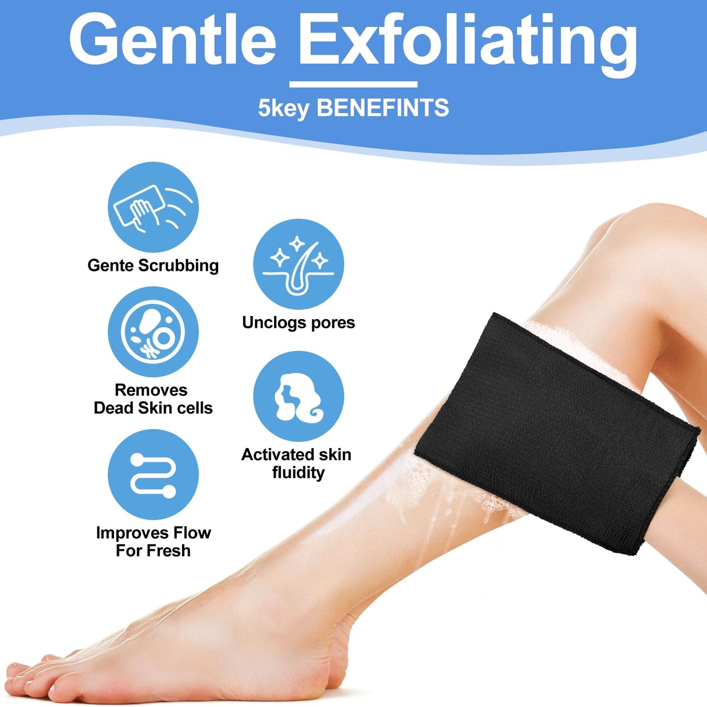 Tatuo 12 Pieces Korean Exfoliating Mitt Glove Italy Towel Body Skin Scrubber Exfoliating Scrubber for Remove Dead Skin Washcloth Korean(Small,Black)