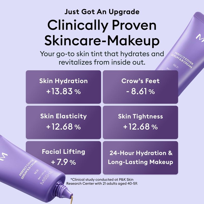 MISSHA M PERFECT COVER SERUM BB CREAM No.25 Warm Beige - Medium with Warm Undertone, Skin Tint, Tinted Moisturizer, Skin Care Foundation Makeup, Korean Makeup,1.18 Fl oz